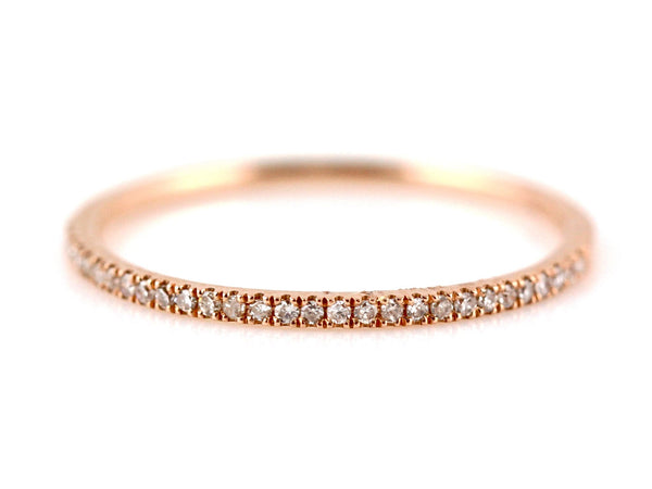 0.09ct Pavé Diamonds in 14K Gold Stackable Half Eternity Skinny Band Ring