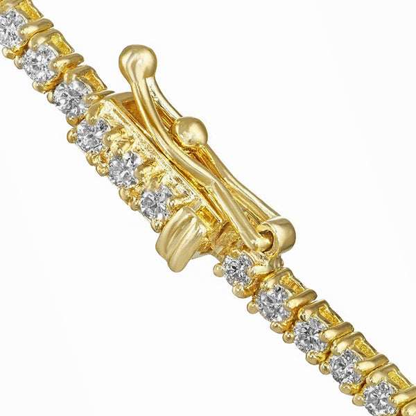 12.10tcw Round Diamonds in 18K Yellow Gold Tennis Necklace 16.5"