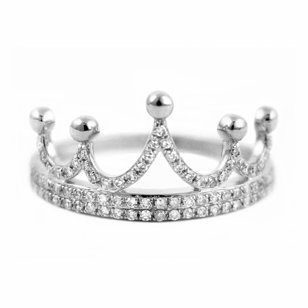 0.23ct Pavé Round Diamonds in 14K Gold Crown Band Ring