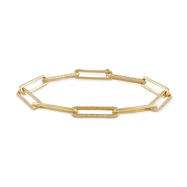 1.94ct Diamonds in 14K Yellow Gold Paperclip Chain Link Bracelet 7"