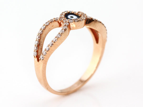 0.37ct Pavé Diamonds in 14K Rose Gold Evil Eye Motiff Ring