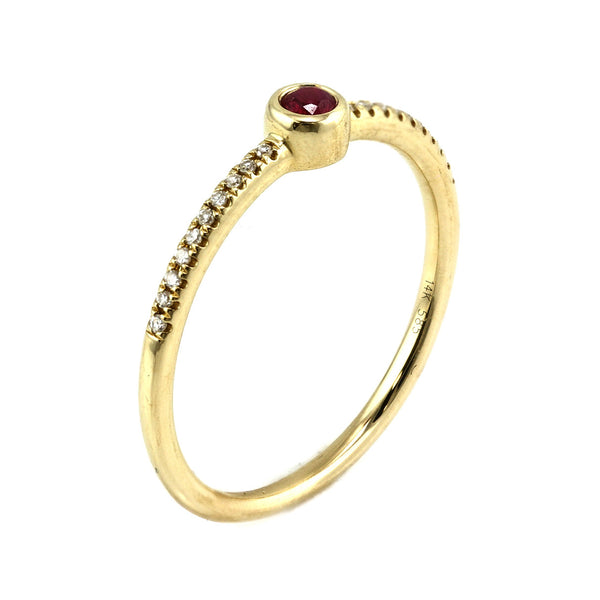 0.14tcw Diamond & Ruby 14K Yellow Gold Bezel Solitaire Engagement Ring