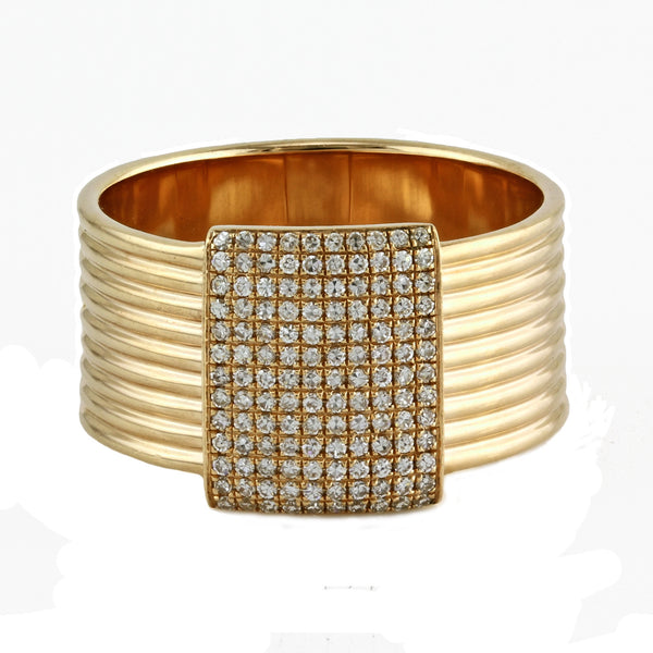 0.30ct Micro Pavé Round Diamonds in 14K Gold Tank Band Ring
