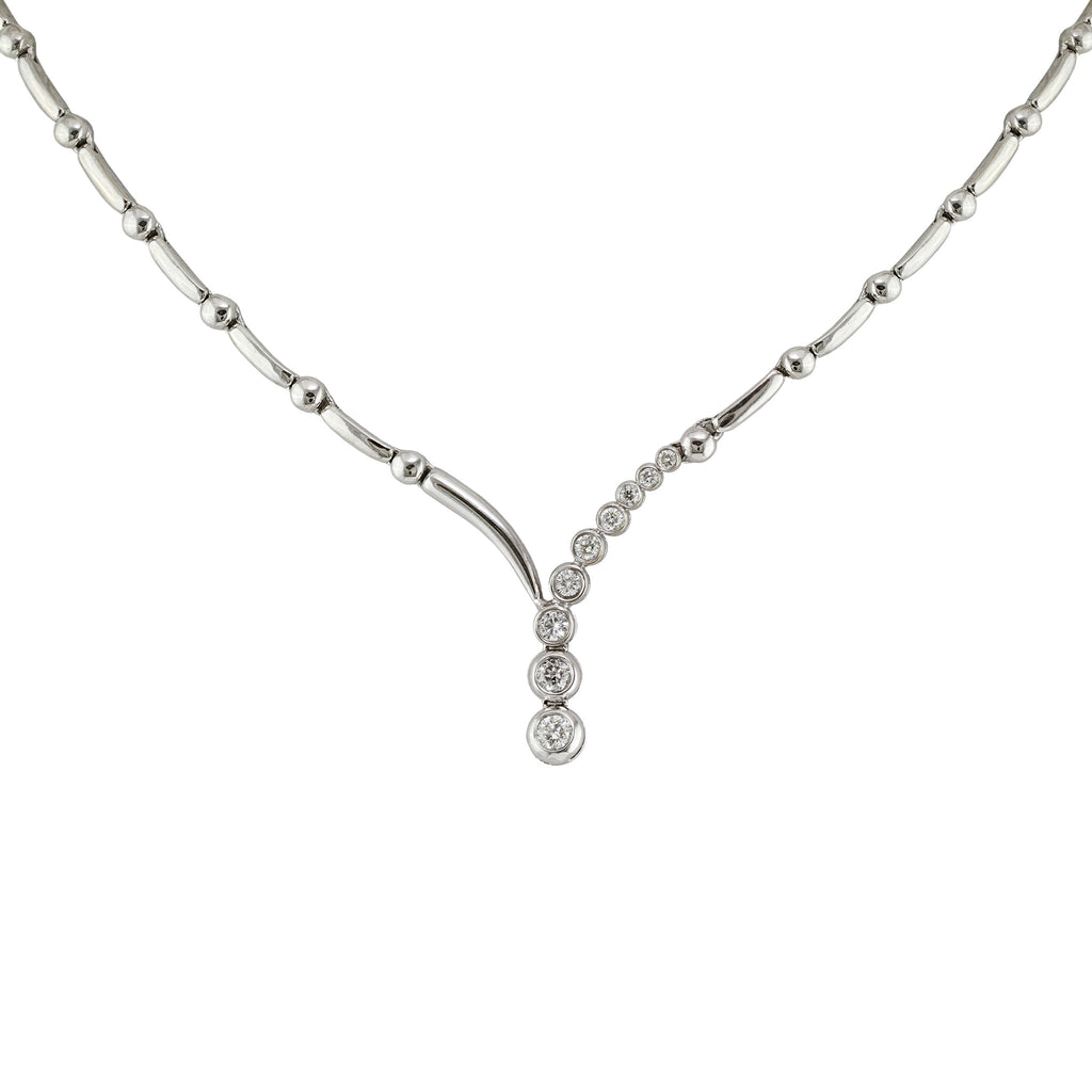 0.80tcw Round Diamonds in 14K White Gold Y-Shape Necklace 17.5"
