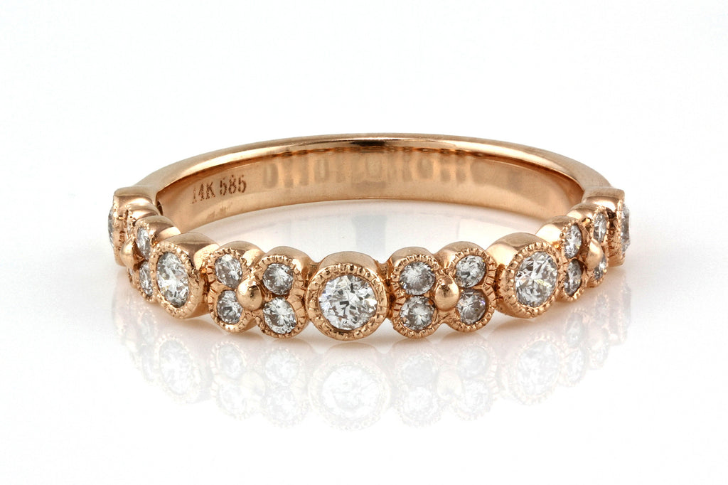 0.47ct Round Diamonds in 14K Rose Gold Floral Half Eternity Ring