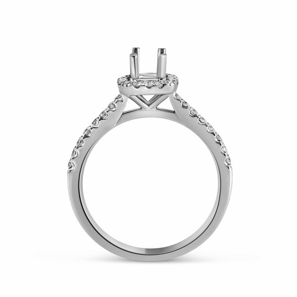 0.28ct Pavé Side Diamonds in 14K White Gold Semi-Mount Halo Ring