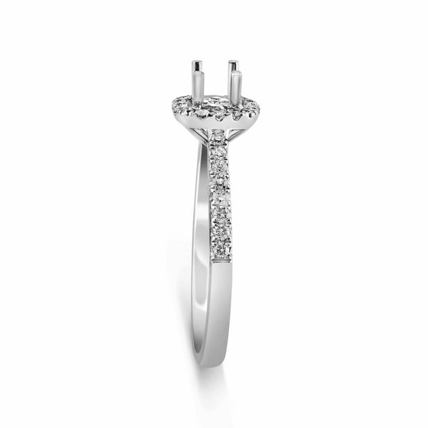0.28ct Pavé Side Diamonds in 14K White Gold Semi-Mount Halo Ring
