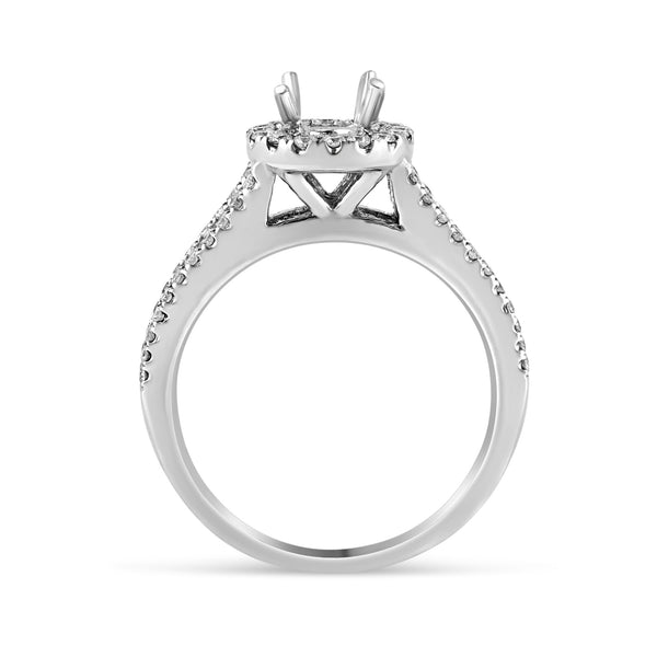 0.40ct Pavé Side Diamonds in 14K White Gold Semi-Mount Halo Ring