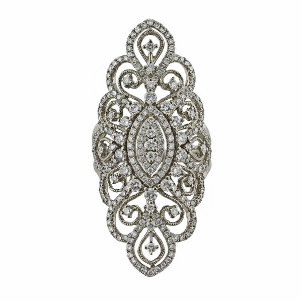 2.27ct Round Diamonds in 14kt Gold Filigree Lace Statement Ring