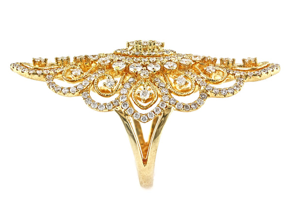 2.27ct Round Diamonds in 14kt Gold Filigree Lace Statement Ring