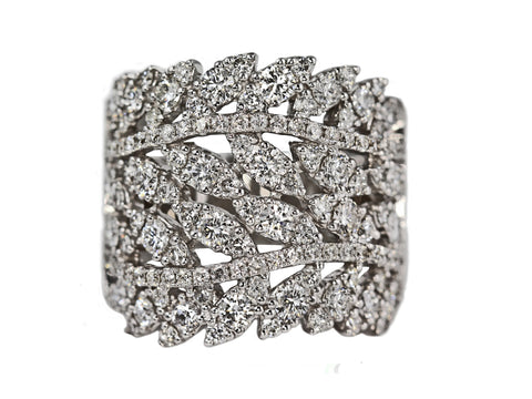 2.45ct Pavé Diamonds in 14K White Gold Dazzling Leaf Wrap Band Ring