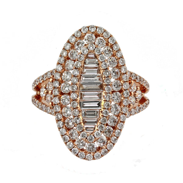 2.05tcw Baguette & Round Diamonds in 14K Gold Oval Cocktail Ring