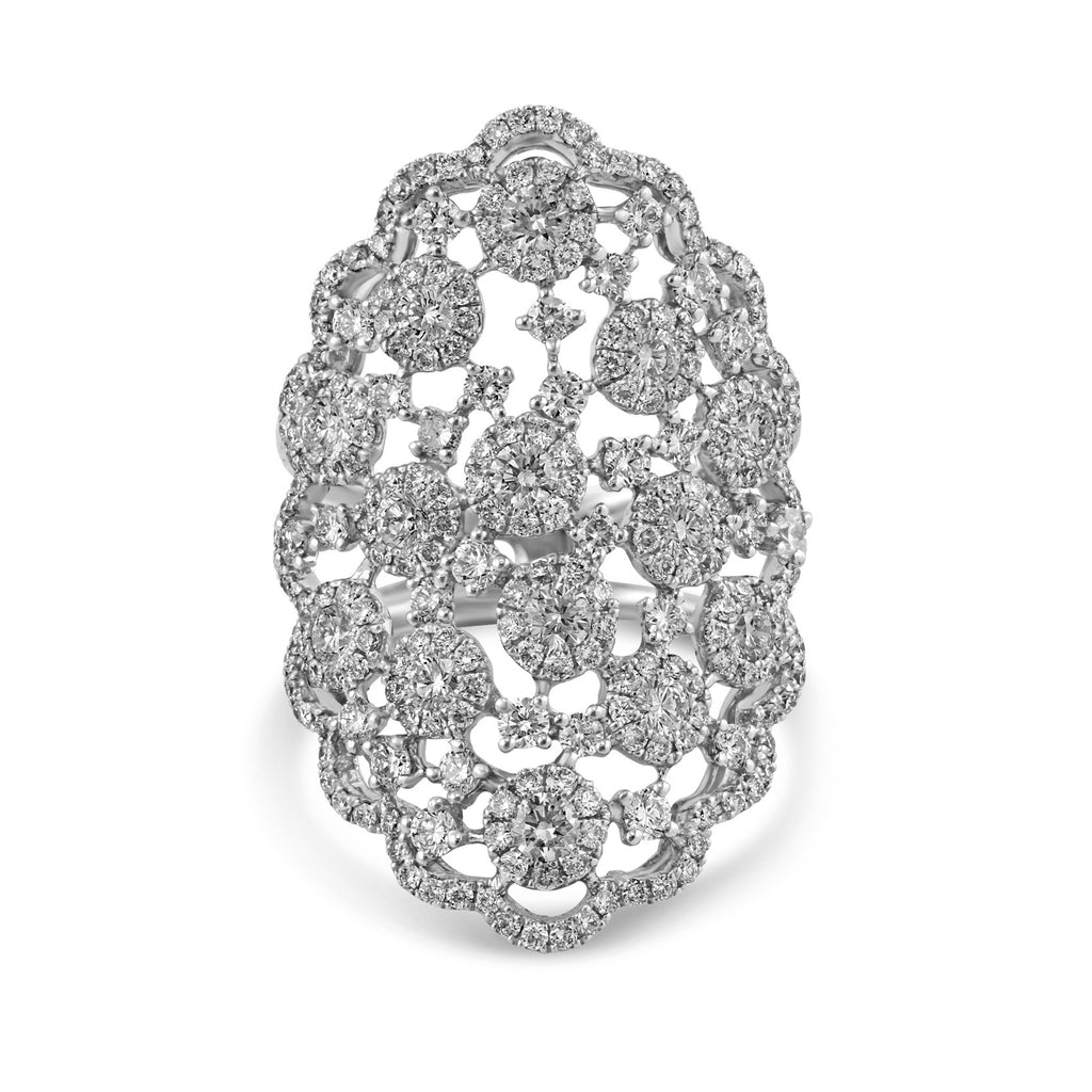 2.62tcw Round Diamond in 14K White Gold Floral Lace Ring