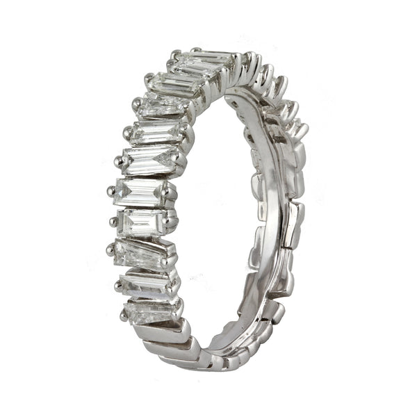 1.12ct Diamonds in 14K White Gold Deconstructed Baguette Half Eternity Ring