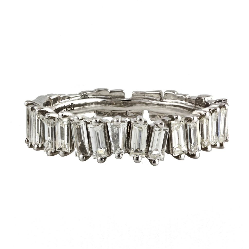 1.12ct Diamonds in 14K White Gold Deconstructed Baguette Half Eternity Ring