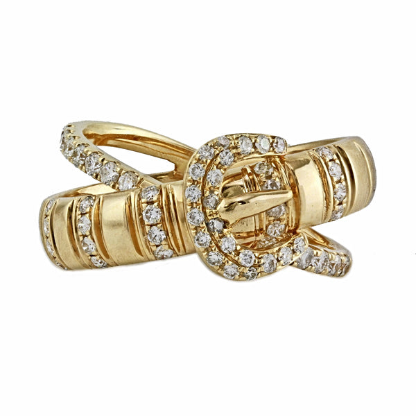 0.49ct Round Diamonds in 14K Gold Belt Buckle Band Ring
