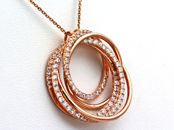 1.61ct Pave Round Diamonds in 14K Gold Bling Swirl Circle Charm Necklace