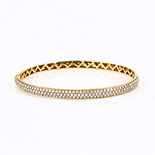 1.77ct Micro Pavé Diamonds in 14K Gold Semi Dome Bangle Bracelet - 6.5"