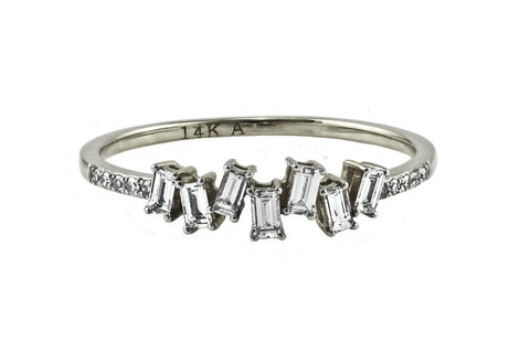 0.30ct Diamonds in 14K Gold Seven Deconstructed Baguette Ring