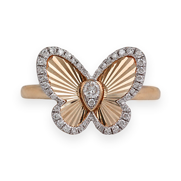 0.25ct Round Diamonds in 14K Gold Butterfly Ring