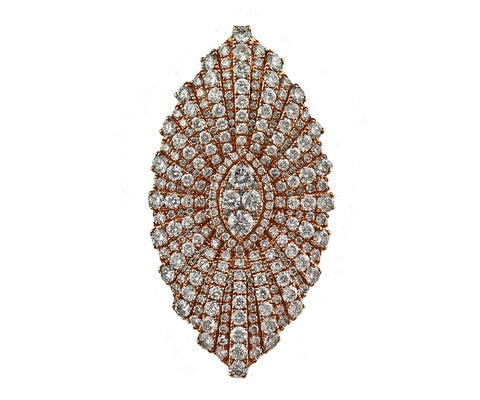 3.96ct Pavé Diamonds in 14K Gold Marquise Daisy Flower Statement Ring