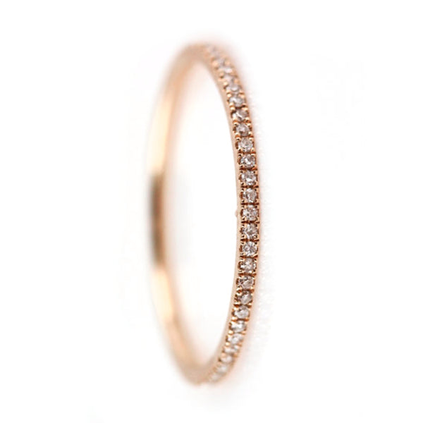 0.09ct Pavé Diamonds in 14K Gold Stackable Half Eternity Skinny Band Ring