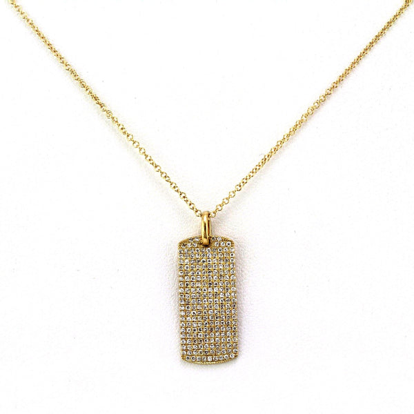 0.50ct Micro Pavé Diamonds in 14K Gold 22mm DogTag Pendant Necklace