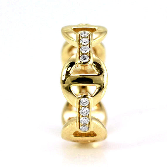 0.25ct Pavé Round Diamonds in 14K Gold Anchor Link Band Ring