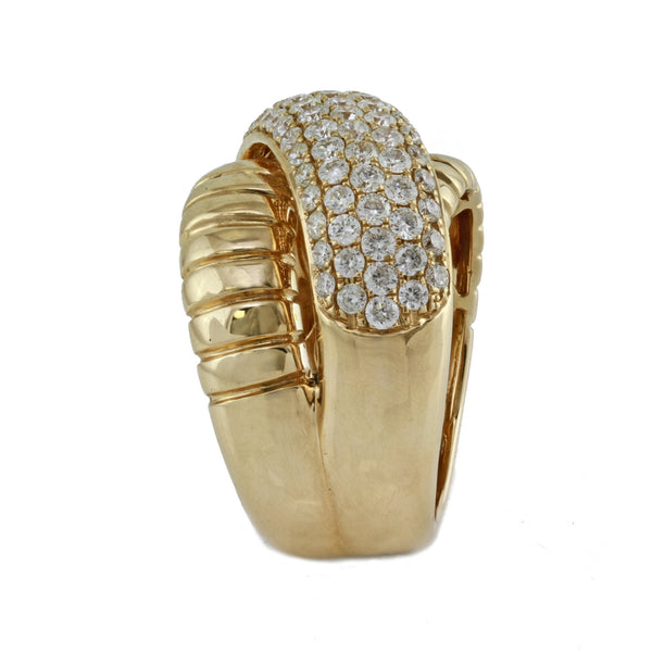 1.60ct Pavé Diamond in 14K Gold Overlapping Band Motif Ring