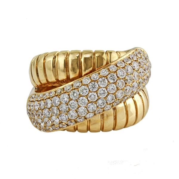 1.60ct Pavé Diamond in 14K Gold Overlapping Band Motif Ring