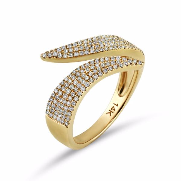 0.43ct Pavé Round Diamonds in 14K Gold Spike Wrap Cuff Ring