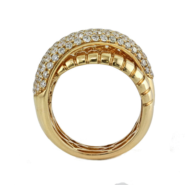 1.60ct Pavé Diamond in 14K Gold Overlapping Band Motif Ring