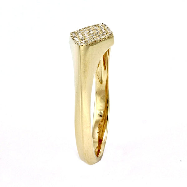 0.25ct Pavé Diamond in 14K Gold Rhombus Geometric Shape Signet Ring