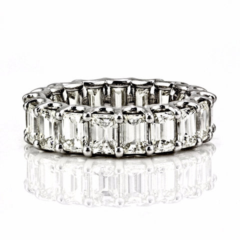 8.01tcw Emerald-Cut Floating Diamond 14K White Gold Eternity Band