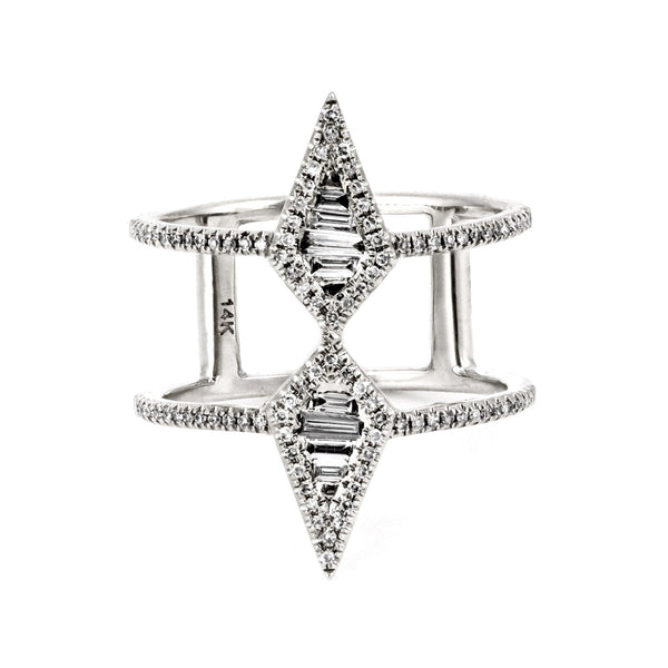 0.47tcw Channel-Pavé Diamonds 14K Gold Spike Double Band Ring