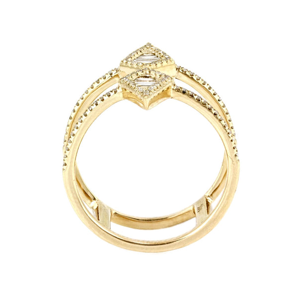 0.47tcw Channel-Pavé Diamonds 14K Gold Spike Double Band Ring