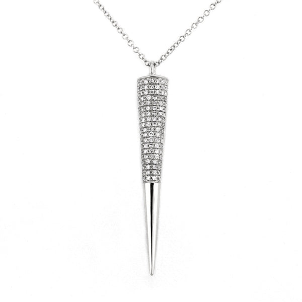 0.28ct Micro Pavé Diamonds in 14K Gold Spike Goth Pendant Necklace