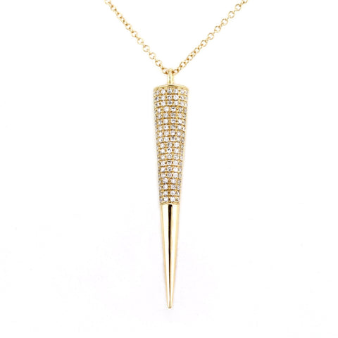 0.28ct Micro Pavé Diamonds in 14K Gold Spike Goth Pendant Necklace