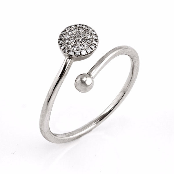 0.09ct Pavé Round Diamonds in 14K Gold Disc Wrap Ring