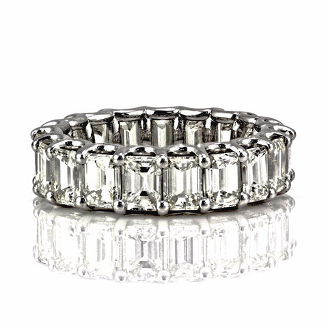 6.55tcw Emerald-Cut Floating Diamond 14K White Gold Eternity Band