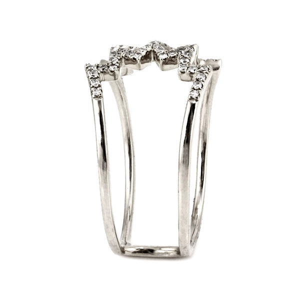 0.16ct Pavé Round Diamonds in 14K Gold Claw Cuff Ring