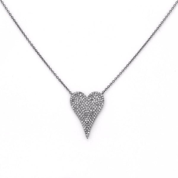 0.52ct Micro Pave Diamonds in 14K Gold Heart Charm Necklace