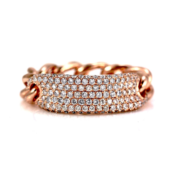 0.74ct Pavé Diamond in 14K Gold Concaved ID Curb Link Band Ring