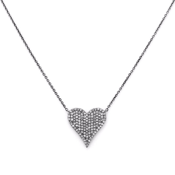 0.39ct Micro Pave Diamonds in 14K Rose Gold Heart Charm Necklace