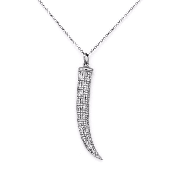 0.60ct Micro Pave Diamonds in 14K Gold Longhorn Charm Pendant Necklace
