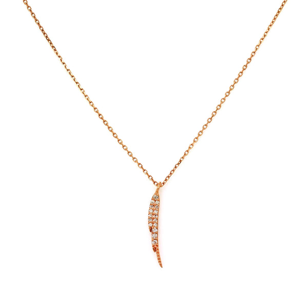 0.12ct Micro Pave Diamonds in 14K Gold Mini Wing Charm Necklace