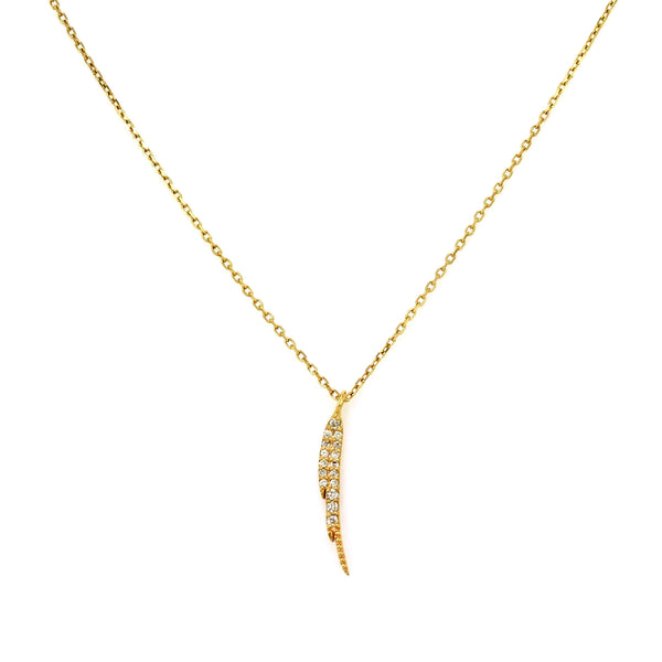 0.12ct Micro Pave Diamonds in 14K Gold Mini Wing Charm Necklace