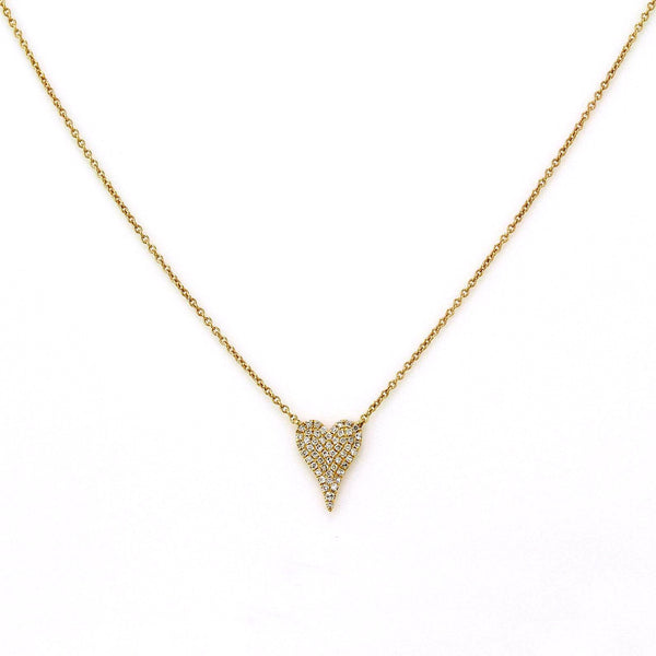 0.13ct Micro Pave Diamonds in 14K Gold Mini Heart Charm Necklace