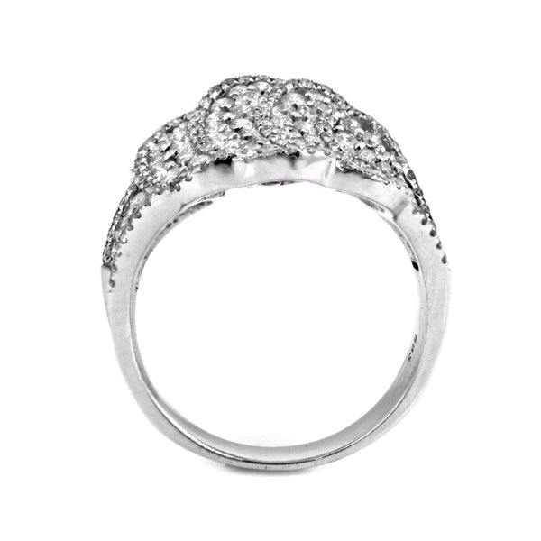 2.24ct Round Diamonds in 14K White Gold Flower Concave Anniversary Ring