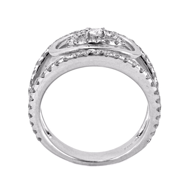 1.02ct Round Diamonds in 14K White Gold Oval Halo Statement Ring